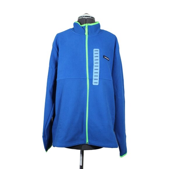 Lands' End men's full‎ zip mock neck textured grid fleece jacket - Picture 1 of 11